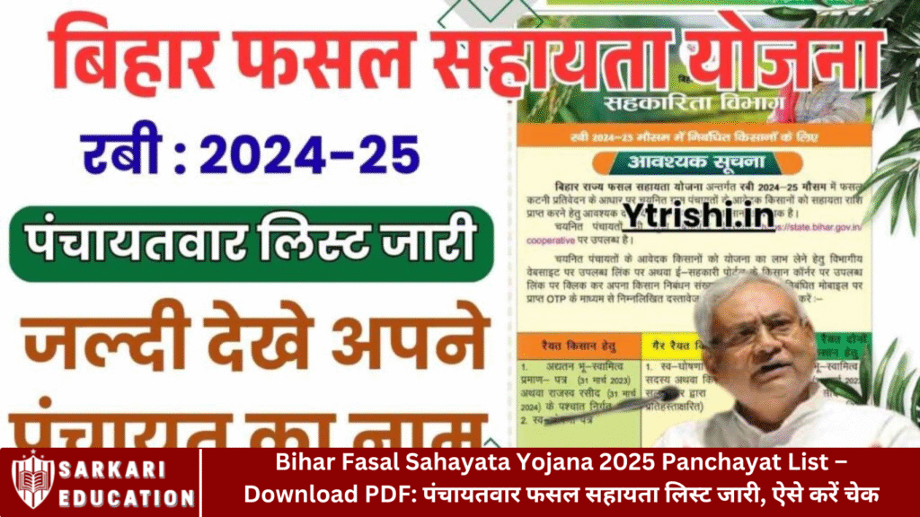 Bihar Fasal Sahayata Yojana 2025 Panchayat List – Download PDF: पंचायतवार फसल सहायता लिस्ट जारी, ऐसे करें चेक