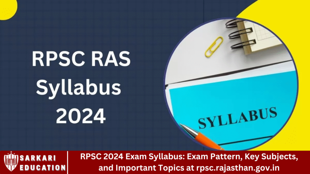 RPSC 2024 Exam Syllabus: Exam Pattern, Key Subjects, and Important Topics at rpsc.rajasthan.gov.in