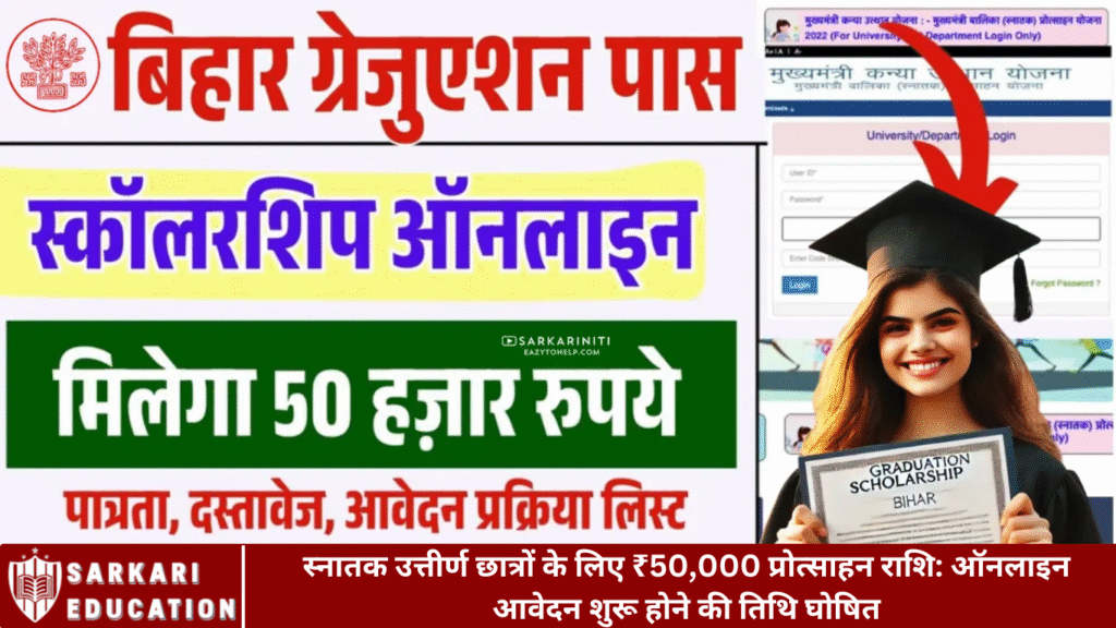 स्नातक उत्तीर्ण छात्रों के लिए ₹50,000 प्रोत्साहन राशि: ऑनलाइन आवेदन शुरू होने की तिथि घोषित