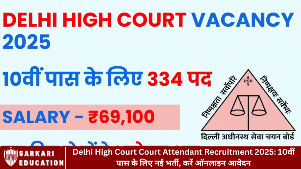 Delhi High Court Court Attendant Recruitment 2025: 10वीं पास के लिए नई भर्ती, करें ऑनलाइन आवेदन