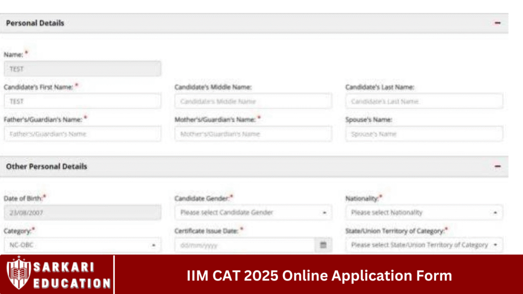IIM CAT 2025 Online Application Form